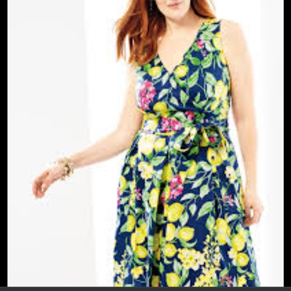 Roz & Ali Floral Midi Dress - Blue, Yellow, Pink